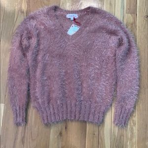 French Apricot V- Neck Sweater